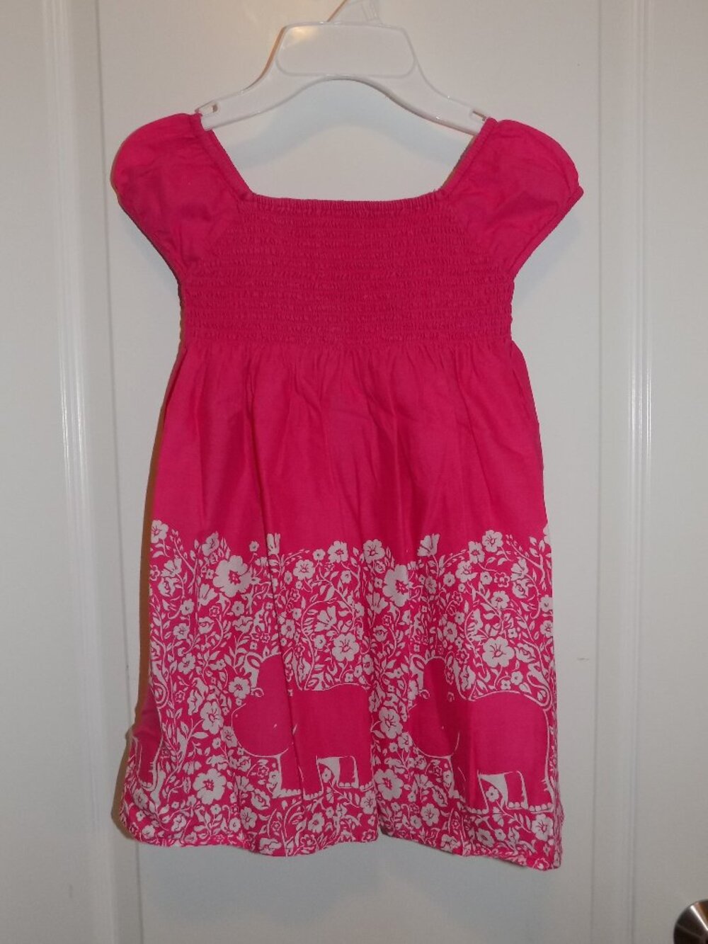 GYMBOREE Floral Bazaar Pink Smocked Hippo Dress Sz 4T